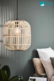 Eglo Black Natural Rattan Bordesley 1 Light Large Ceiling Light Pendant