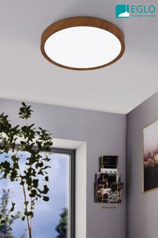 Eglo White Dark Wood Musurita LED Ceiling Light