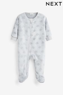 Grey Star Fleece Baby Sleepsuit
