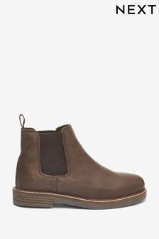 Brown Warm Lined Leather Chelsea Boots