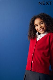 Red Cotton Rich School V-Neck Cardigan (3-16yrs)