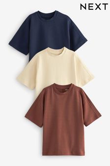 Berry/Navy Blue/Cream Oversized T-Shirts 3 Pack (3-16yrs)