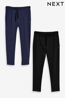 Black/Navy Slim Lightweight 100% Cotton Joggers 2 Pack
