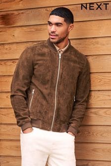 Brown Suede Bomber Jacket