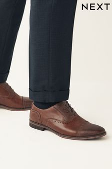 Tan Brown Oxford Toe Cap Shoes