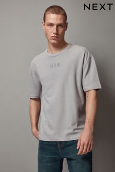Light Grey Relaxed Fit Graphic Heavyweight T-Shirt