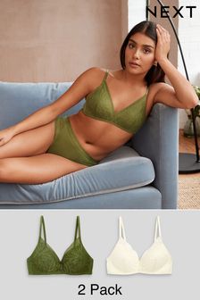 Green/Cream Lace Detail Bras 2 Pack