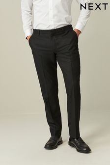 Black Tailored Wool Donegal Tuxedo Suit Trousers