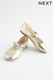 Gold Metallic Leather Mary Jane Occasion Shoes