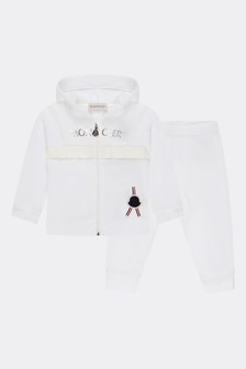بدلة رياضية بيضاء للبنات البيبي من Moncler Enfant