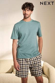 Sage Green Check Motionflex Cosy Short Pyjamas Set