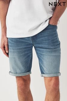 Blue Stretch Denim Shorts