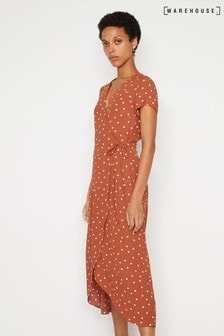 Warehouse red clearance polka dot dress