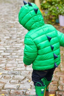 green dinosaur coat