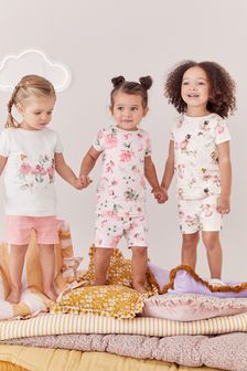 Pink/Cream Fairy Short Pyjamas 3 Pack (9mths-10yrs)