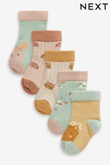 Muted Character Baby Socks 5 Pack (0mths-2yrs)