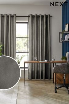 Charcoal Grey Charcoal Grey Cotton Lined Eyelet Curtains