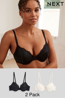 Black/Cream Embroidered Bras 2 Pack