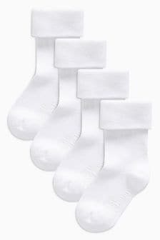 White 4 Pack Baby Roll Top Socks (0mths-2yrs)