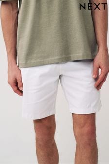 White Elasticated Waist Chino Shorts