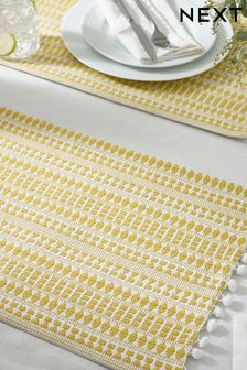 Yellow Set of 2 Yellow Geo Fabric Placemats
