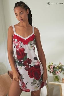 Pink Floral B by Ted Baker Floral Satin Lace Slip Night Dress