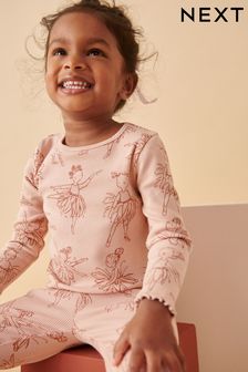 Pink Ballet Cotton Rich Long Sleeve Rib T-Shirt (3mths-7yrs)