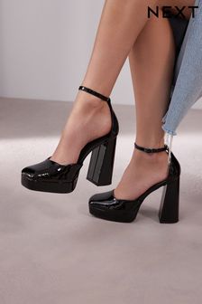 Black Forever Comfort® Square Toe Platform Heel Shoes