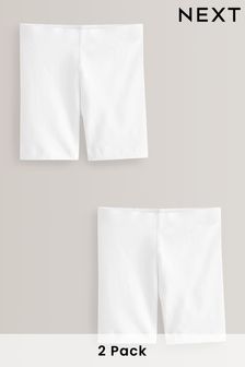 White 2 Pack Cotton Rich Stretch Cycle Shorts (3-16yrs)