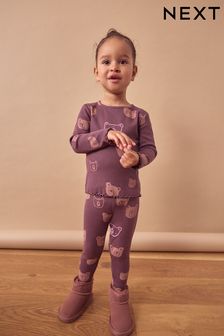 Chocolate Brown Bear Rib Jersey Leggings (3mths-7yrs)