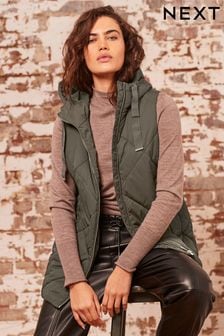 Khaki Green Quilted Gilet