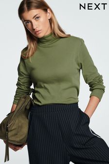 Sage Green Long Sleeve Roll Neck Top