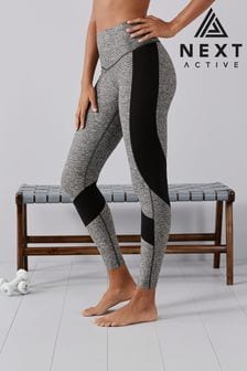Grey Marl Next Active Sports Tummy Control High Waisted Full Length Sculpting Leggings