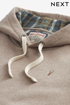 Neutral Check Cotton Jersey Lined Hoodie