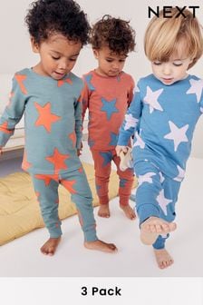 Multi Stars Snuggle Pyjamas 3 Pack (9mths-8yrs)