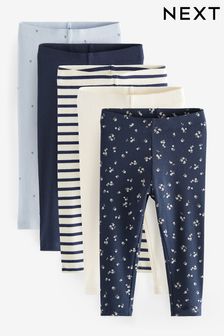 Blue Rib Jersey Leggings 5 Pack (3mths-7yrs)