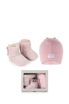 UGG 제시 보우 부티 & 비니 모자 선물 세트 핑크