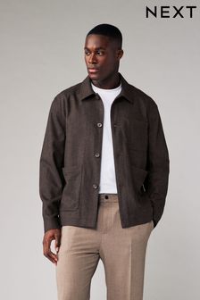 Brown Nova Fides Italian Herringbone Chore Jacket