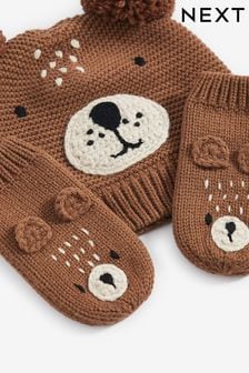Brown Bear Hat & Mittens Set (3mths-6yrs)