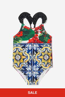 بدلة سباحة طبعة زهور للبنات البيبي من Dolce & Gabbana Kids