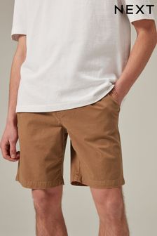 Rust Brown Washed Cotton Elasticated Waist Shorts