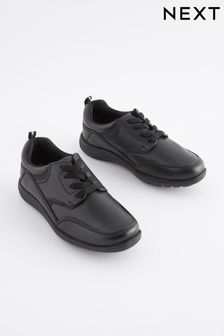 Black School Leather Lace-Up Shoes