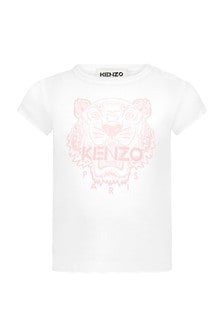 Kenzo Kids Baby Girls White Cotton T-Shirt