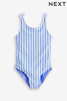 Blue/White Stripe Frill Sleeve Swimsuit (3mths-12yrs)