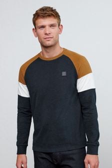 Navy Blue/Tan Raglan Long Sleeve T-Shirt