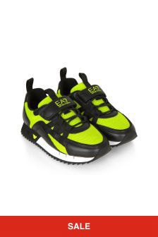 حذاء رياضي جلد أسود للأولاد من EA7 Emporio Armani