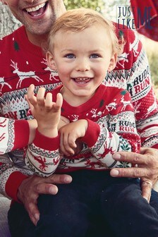 father and son matching christmas jumpers