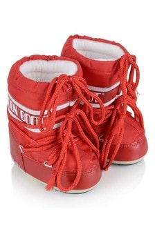 Moon Boot Baby Unisex Mini Nylon Snow Boots In Red