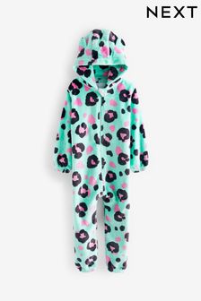 Turquoise Blue Animal Print Fleece All-In-One (1.5-16yrs)