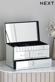 Silver Silver Fleur Mirror Large Jewellery Box